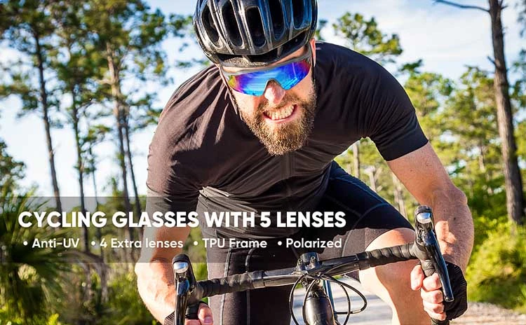 New Wholesale Fashion Designer Brand Custom Logo UV400 Changeable Polarized Sports Sunglasses for Bicycle Cycling Running Hiking Fishing Tennis