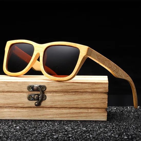 Custom HD Polarized UV400 Glasses, Fashion Sports Bamboo Wooden Sunglasses